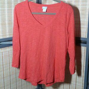 Chico's Heathered Coral V-neck Top